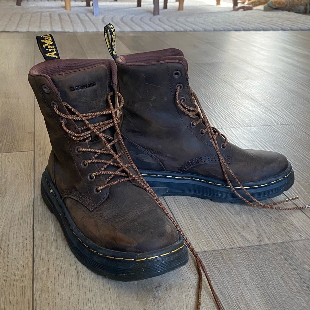 M6/W7 Dr. Marten crewson crazy horse leather everyday boots, dark brown - Picture 2 of 8